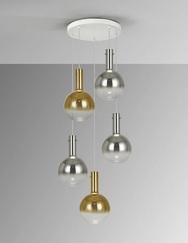 Matices Lámpara 5 Luces Blanco Smoke Oro