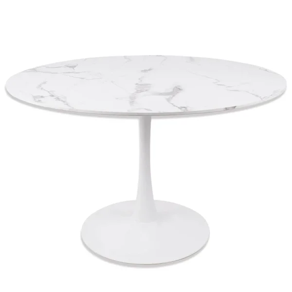 MESA DE COMEDOR REDONDA EFECTO MÁRMOL BLANCO Ø120 CM SAN ANTONI