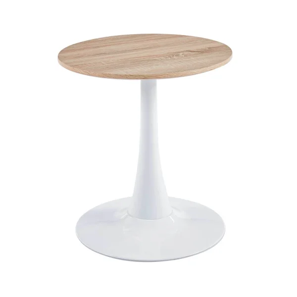 MESA DE RINCÓN SAN ANTONI Ø50 CM PATA BLANCA TAPA NATURAL