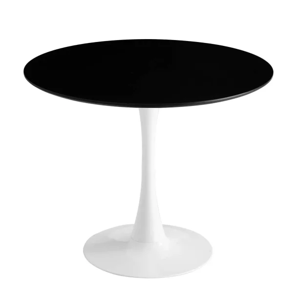 MESA SAN ANTONI Ø120 CM PATA BLANCA TAPA NEGRA