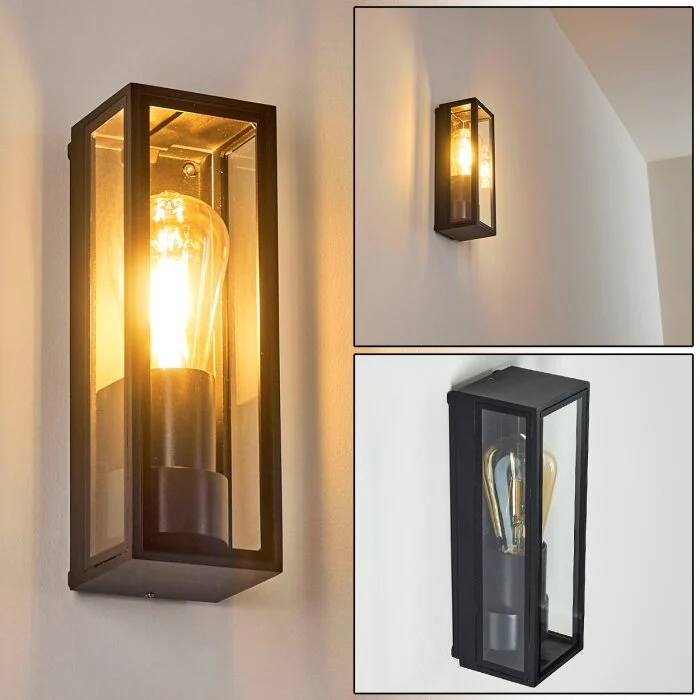 Minakata Aplique para exterior Negro, 1 luz