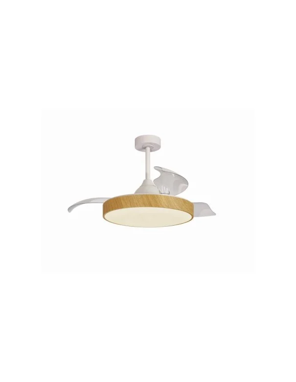 Mini Alaska Ventilador Retráctil Blanco con Madera