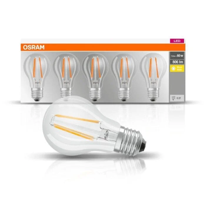 Osram LED E27 7 Watt 2700 Kelvin 806 Lúmenes paquete de 5