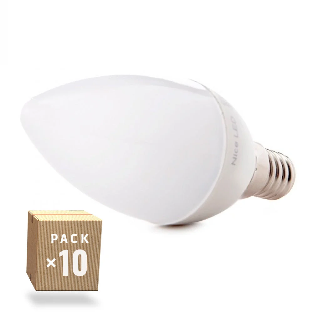 Pack 10 Lámparas LEDs Vela 2835SMD E14 5W 410Lm 40.000H