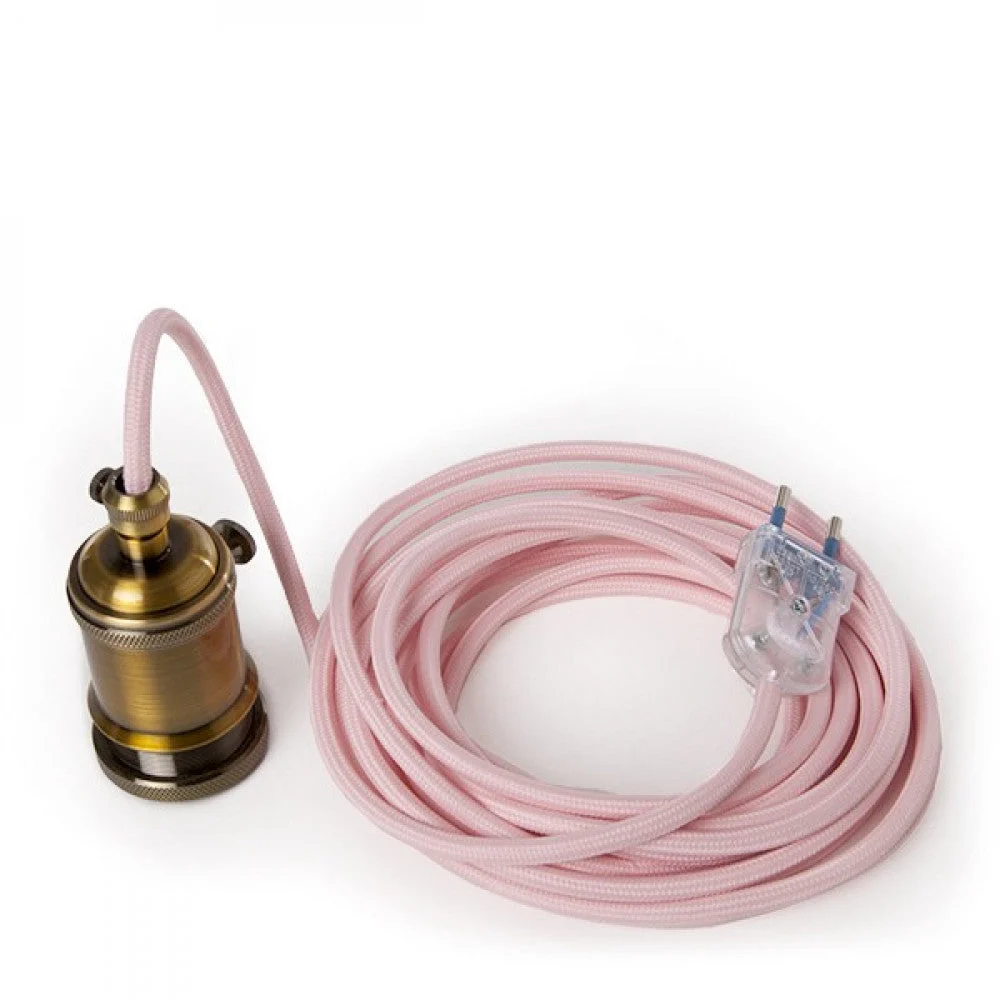 Pendel E27 Cable 5000Mm Rojo 3 X 0,75 Portalámparas Interruptor Rotativo Latón - Enchufe [AM-AT530