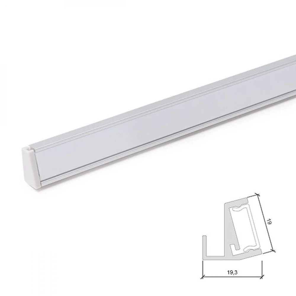 Perfíl Aluminio para Tira LED Estanterías Cristal 6Mm x 1M