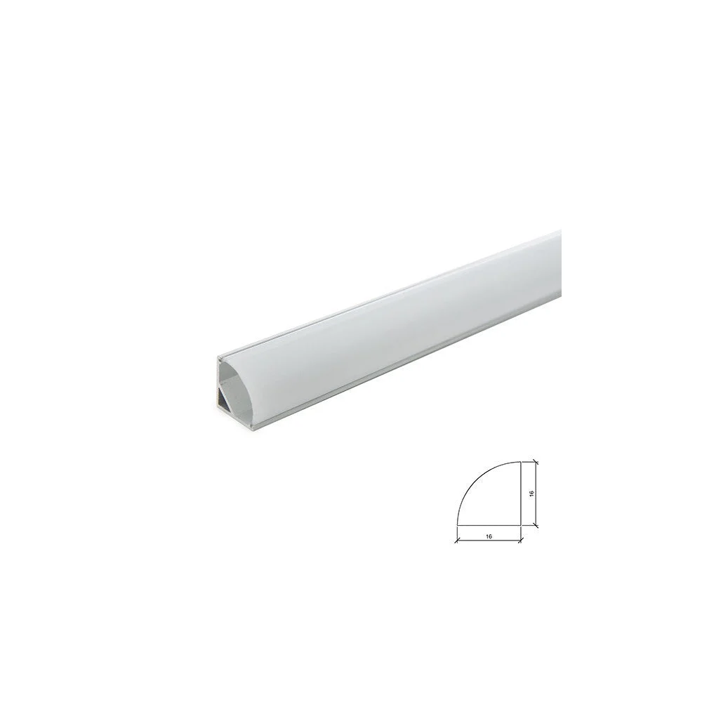 Perfíl Aluminio para Tira LED Instalación Esquinas - Difusor Opal x 1M