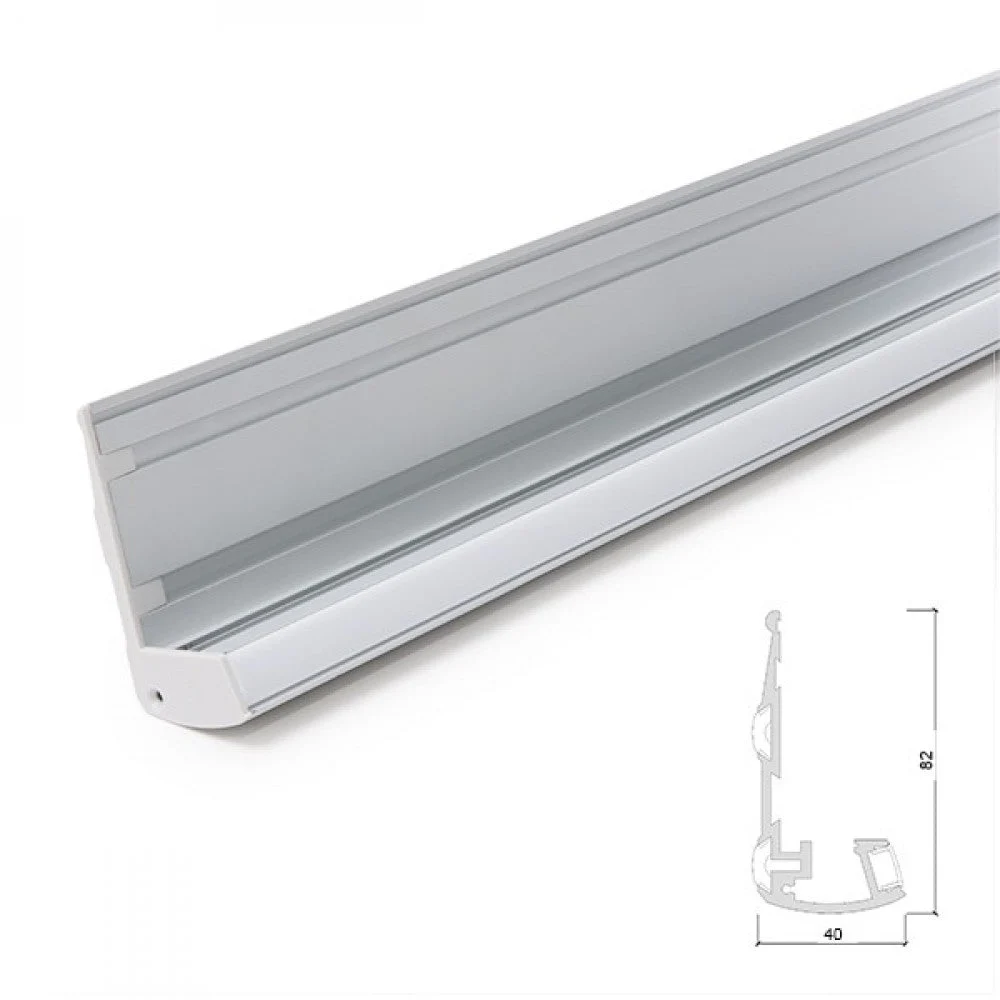 Perfíl Iluminación Escaleras - Gomas Antideslizantes - Difusor Opal x 1M