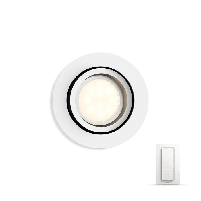 Philips Hue Ambiance White Milliskin Spot incorporado, extensión Blanca, 1 luz, Mando a distancia