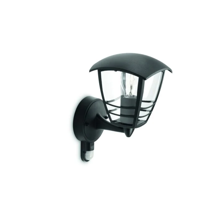 Philips myGarden CREEK Aplique Negro, Transparente, claro, 1 luz, Sensor de movimiento