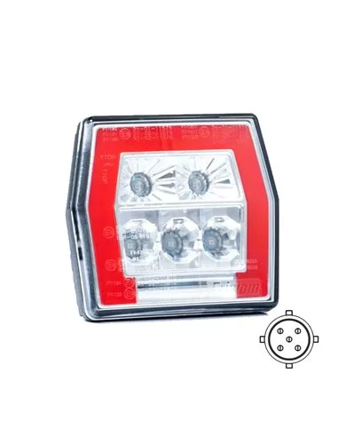 Piloto trasero LED universal FT-120 T BAJONET 5 pin, 4 funciones 12–36V IP68, E9 EMC 10R 2a L R1 S1