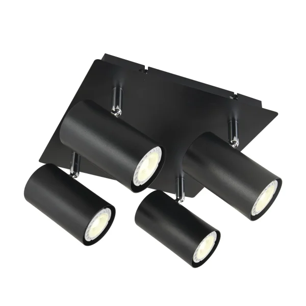 PLAFÓN 4 LUCES NEGRO GU10 ADARA