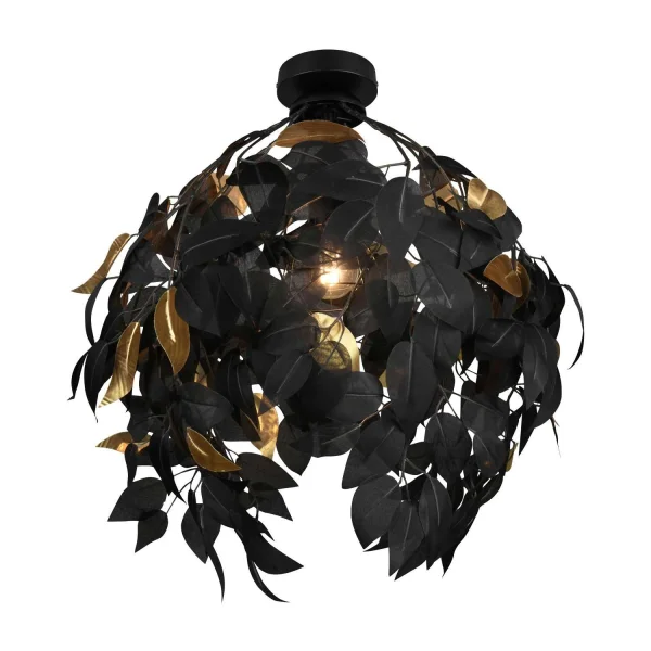 PLAFÓN DE TECHO 1 LUZ Ø 38CM HOJAS NEGRAS