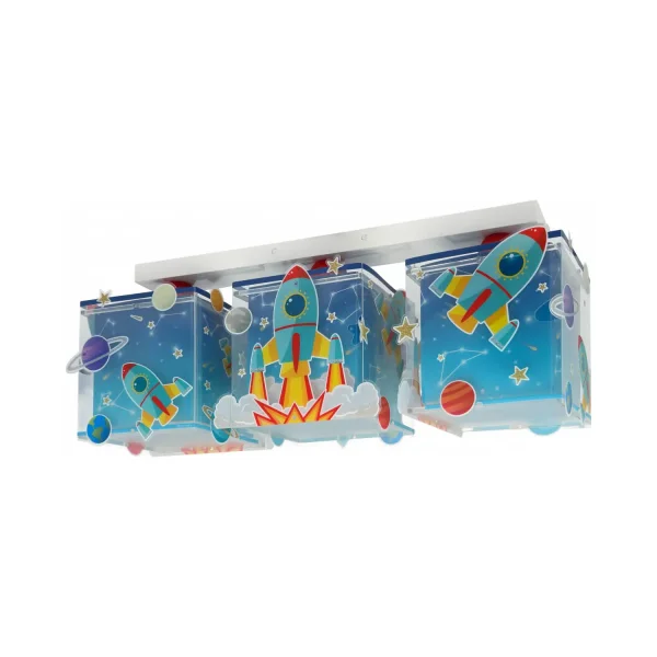 PLAFÓN DE TECHO 3 LUCES INFANTIL COHETE