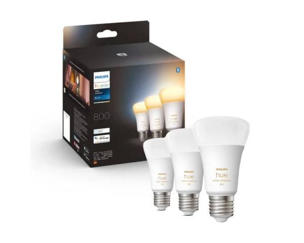 Pack de 3 bombillas inteligentes 6W E27 White Ambiance - Philips Hue