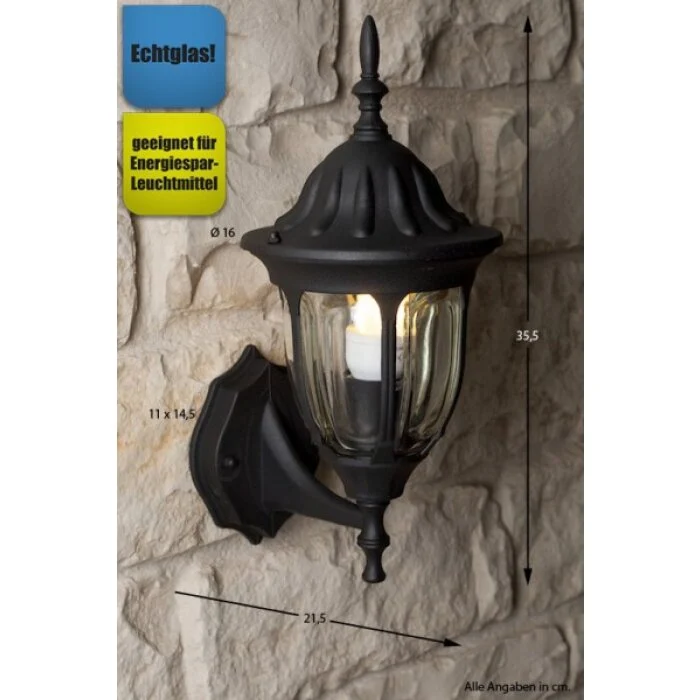 Rabalux Milano Aplique para exterior Negro, Transparente, claro, 1 luz