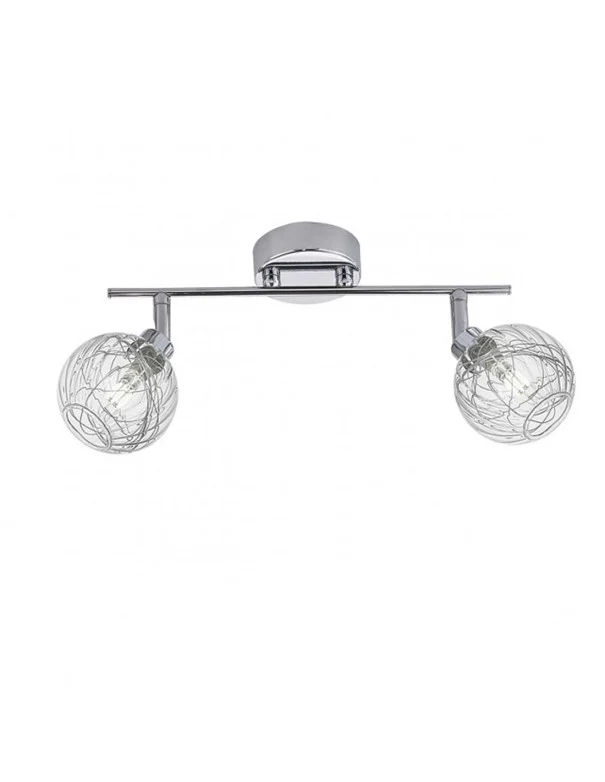 Regleta 2 Luces Cromo Tulipa de Cristal Alambre