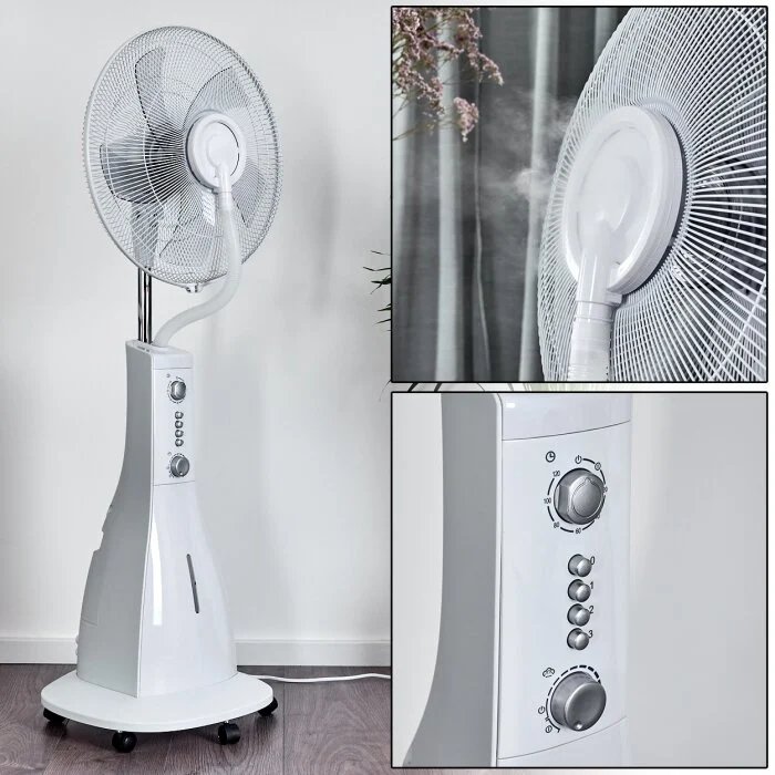 Rethymno Ventilador de pie Cromo, Plata, Blanca
