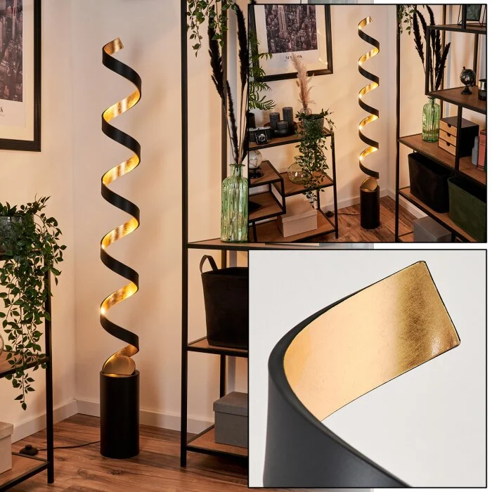 Rezat Lámpara de Pie LED Negro-dorado, 1 luz