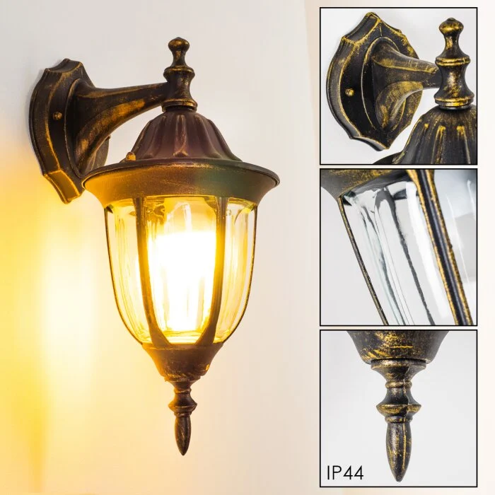 Ribadeo Aplique para exterior Negro-dorado, 1 luz