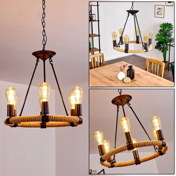Riekje Lámpara Colgante Marrón, Negro, 6 luces