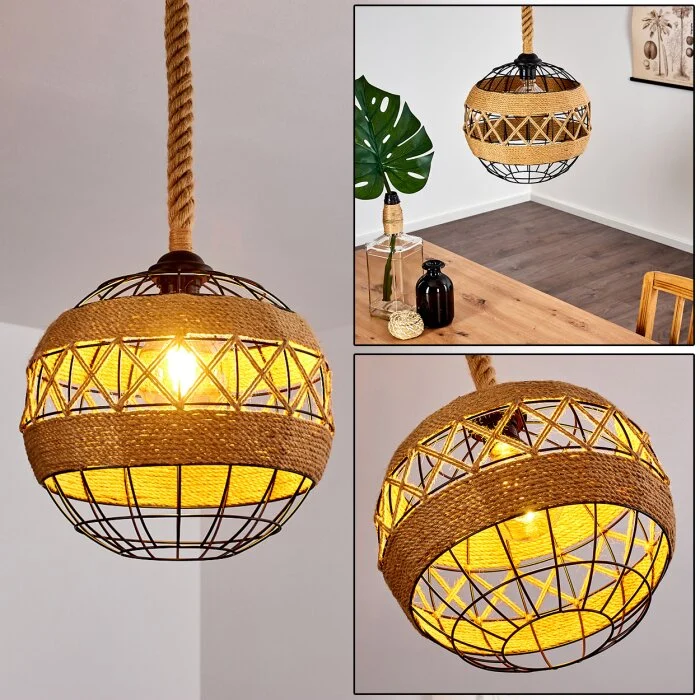 Riekje Lámpara Colgante Marrón, Negro, 1 luz