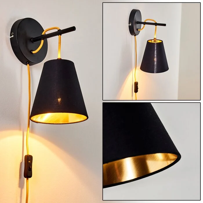 Saillon Aplique Negro, 1 luz