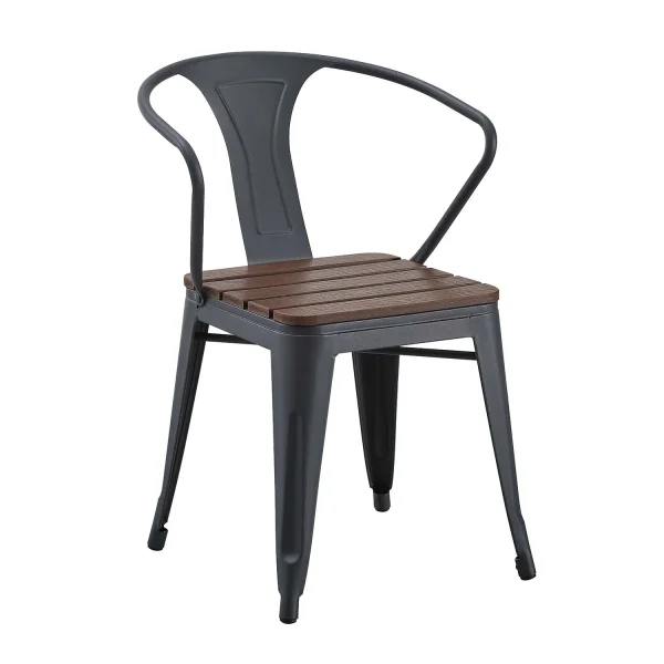 SILLA DE JARDIN METAL EFECTO MADERA INEZ