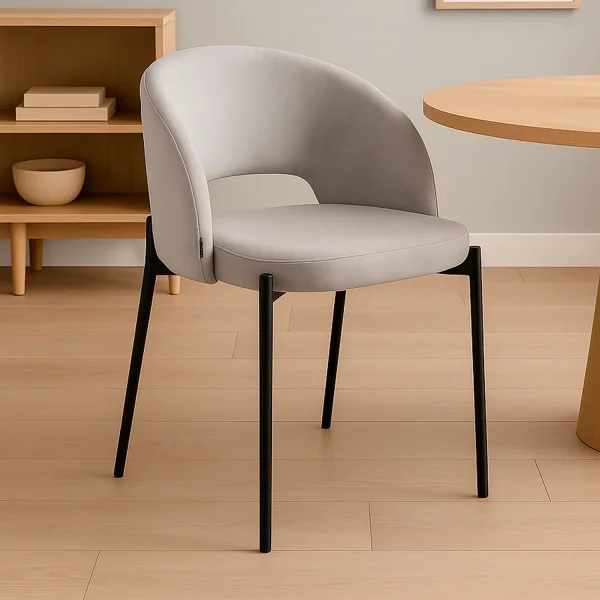 SILLA TAPIZADA TERCIOPELO GRIS CLOTILDE
