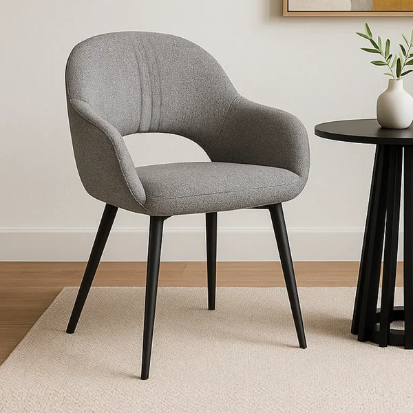 SILLA TAPIZADA GRIS PATAS NEGRAS ROWAN