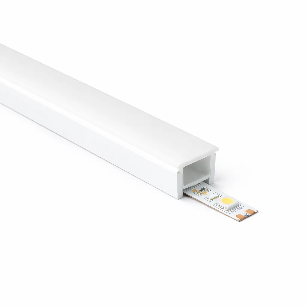 Perfíl de Silicona IP65 para Tiras LED 10x10mm para Tiras de 6mm Rollo 100 Metros