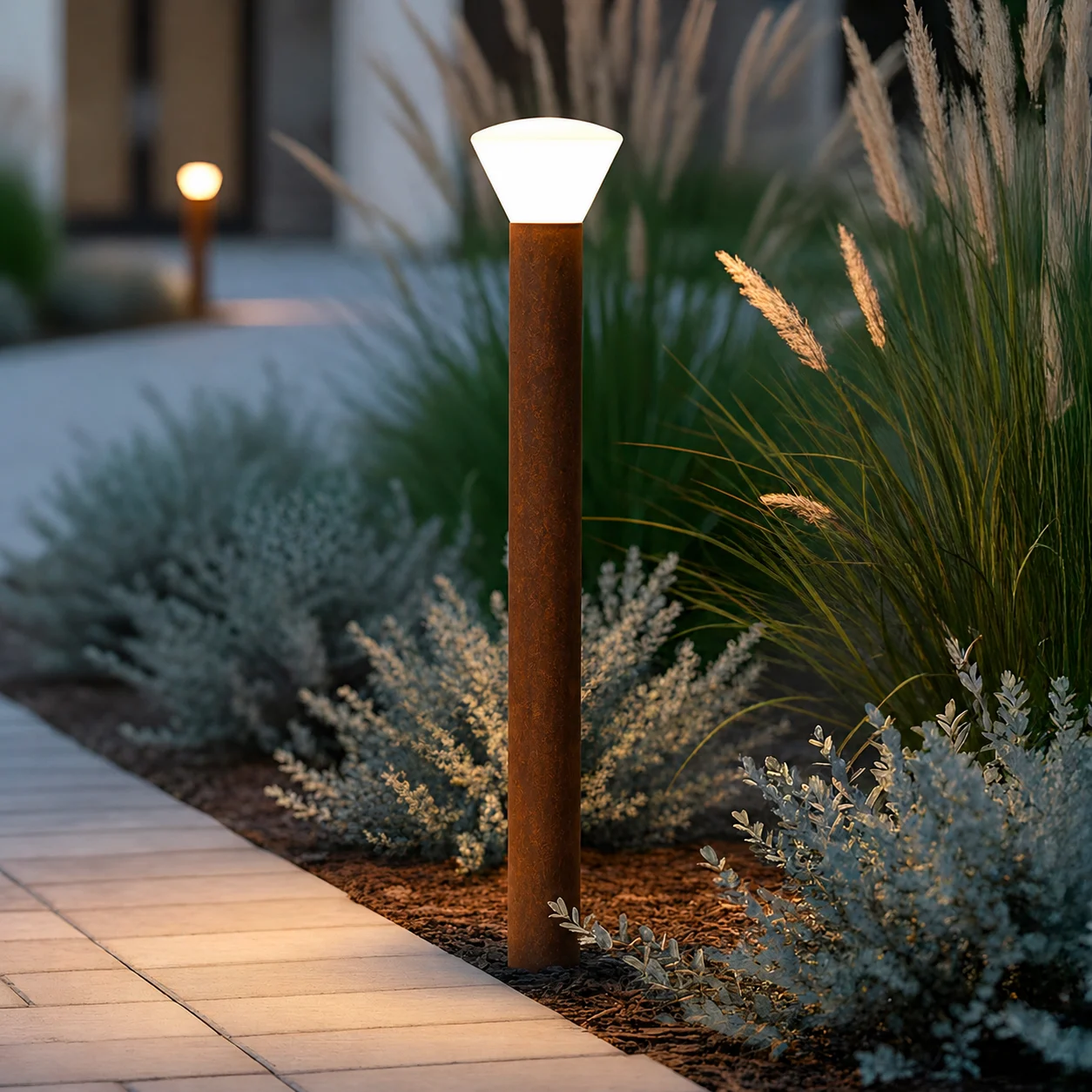 Baliza LED Exterior "Digos" 100Cm 5W 220VAC 3000ºK Marron Oxido