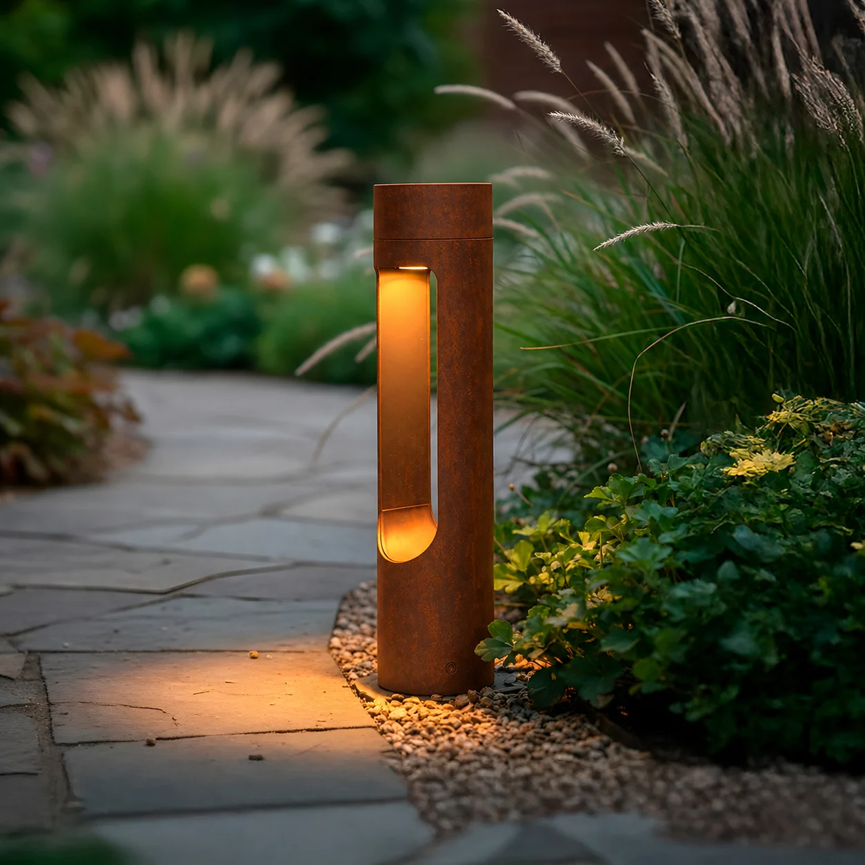 Baliza LED Exterior "Corona" 40Cm 10W 220VAC 3000ºK Marron Oxido
