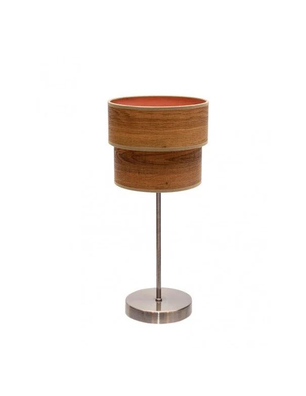 Smile Lámpara de Mesa Tejido Imitación Madera