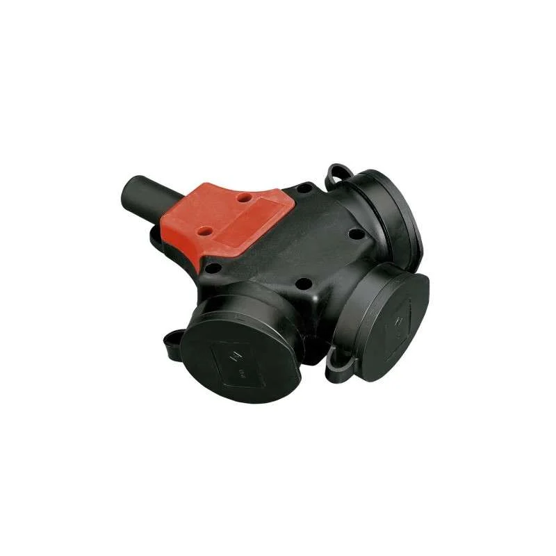 Toma triple exterior 16A IP44 con tapas de protección