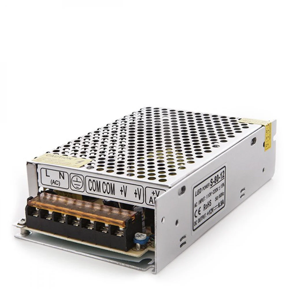 Transformador LED 230VAC/12VDC 80W 6,5A IP20