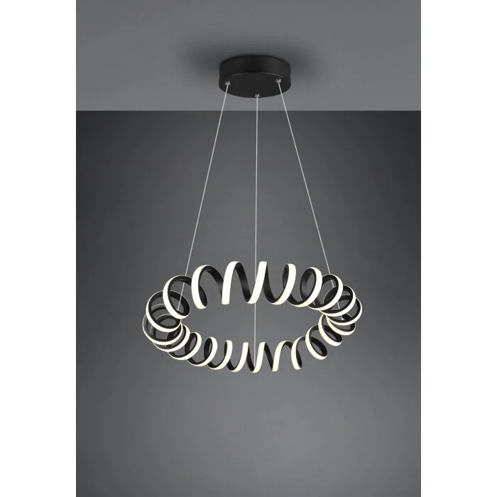 Trio Curl Lámpara Colgante LED Negro, 1 luz