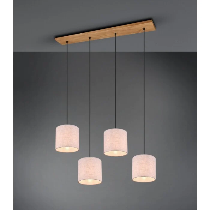 Trio Elmau Lámpara Colgante marrón oscuro, Níquel-mate, 4 luces