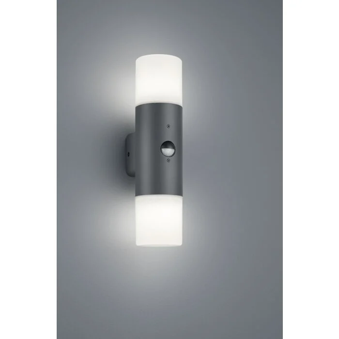 Trio HOOSIC Aplique para exterior Antracita, 2 luces, Sensor de movimiento