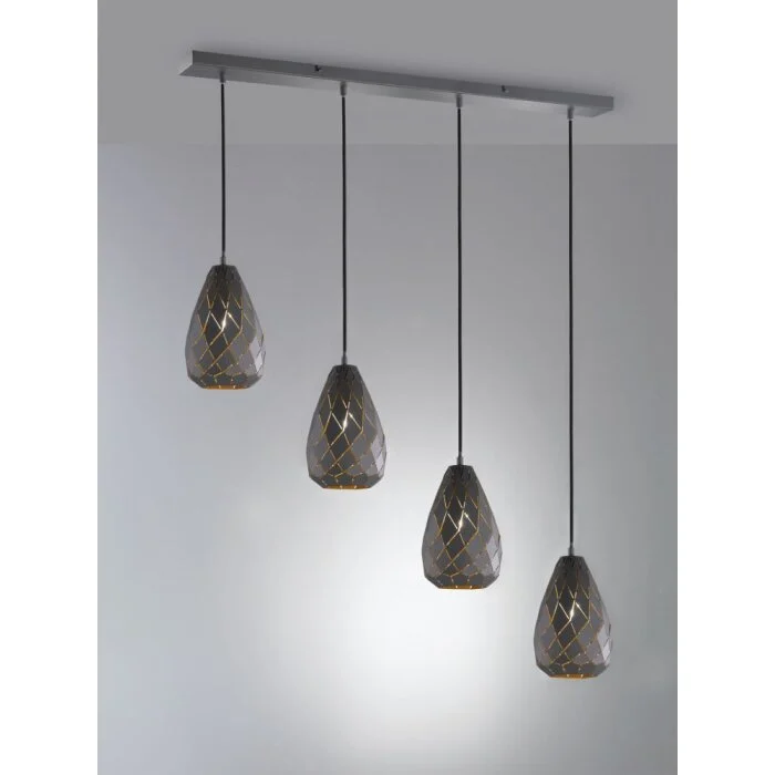 Trio ONYX Lámpara Colgante Antracita, 4 luces