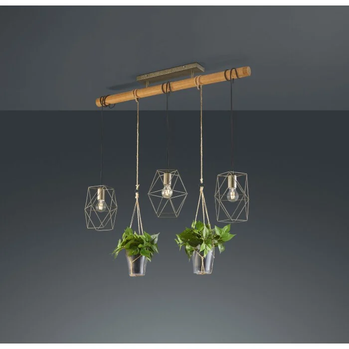Trio Plant Lámpara Colgante LED marrón oscuro, Níquel-mate, 3 luces