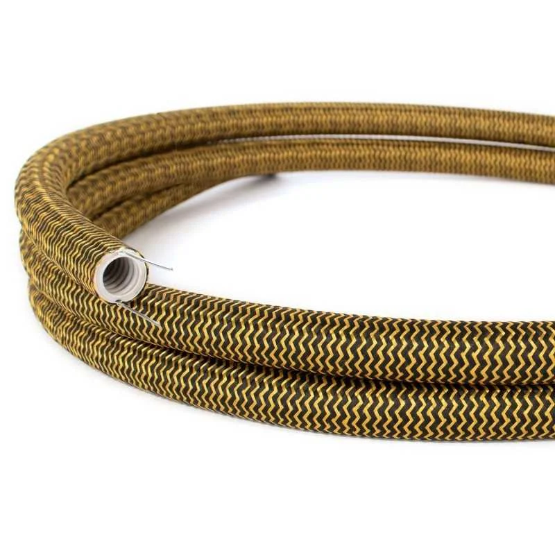 Tubo decorativo semiflexible seda oro/negro Ø20 mm para instalaciones eléctricas vista