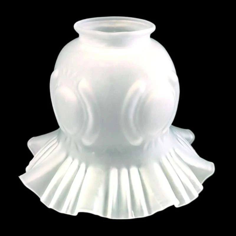 Tulipa de cristal rizada clásica con volantes – blanco opal E27