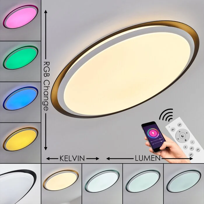 Vejle Lámpara de Techo LED Blanca, 2 luces, Cambia de color