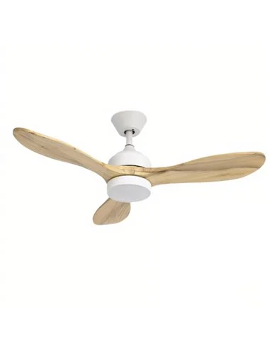 Ventilador con luz Calar - FORLIGHT - Ventilador ultrasilencioso, blanco y madera, LED regulable