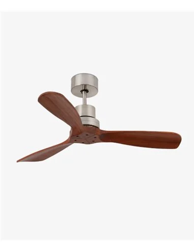 Ventilador de techo Mini Lantau - Faro - Ventilador pequeño sin luz, 3 palas, niquel/nogal