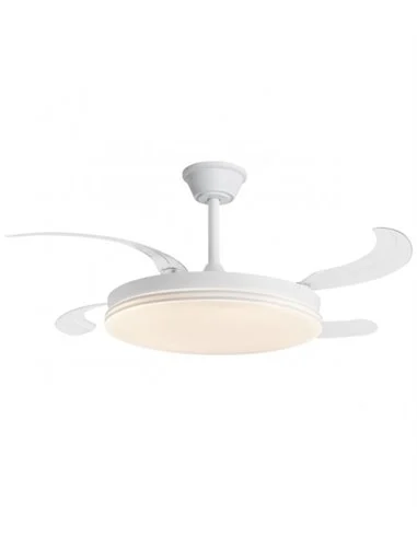 Ventilador de techo con luz Ecos - AJP - Ventilador blanco con palas retráctiles