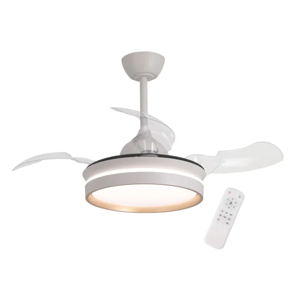 VENTILADOR DE TECHO CON LUZ LED 24W REGULABLE MOTOR DC BLANCO CASCADE