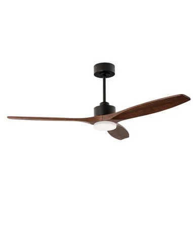 Ventilador de techo con luz Stem Evo - FORLIGHT - Palas de madera oscura, ventilador DC