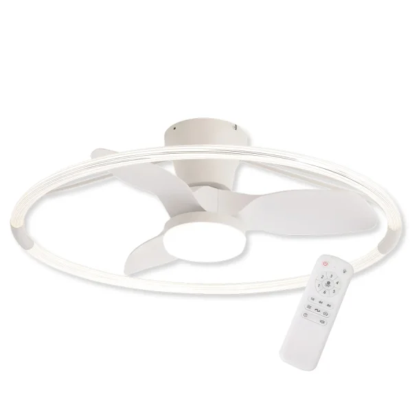 VENTILADOR DE TECHO ESTILO PLAFÓN LED 40W 3000-6000K 3 ASPAS BLANCO PIETRO
